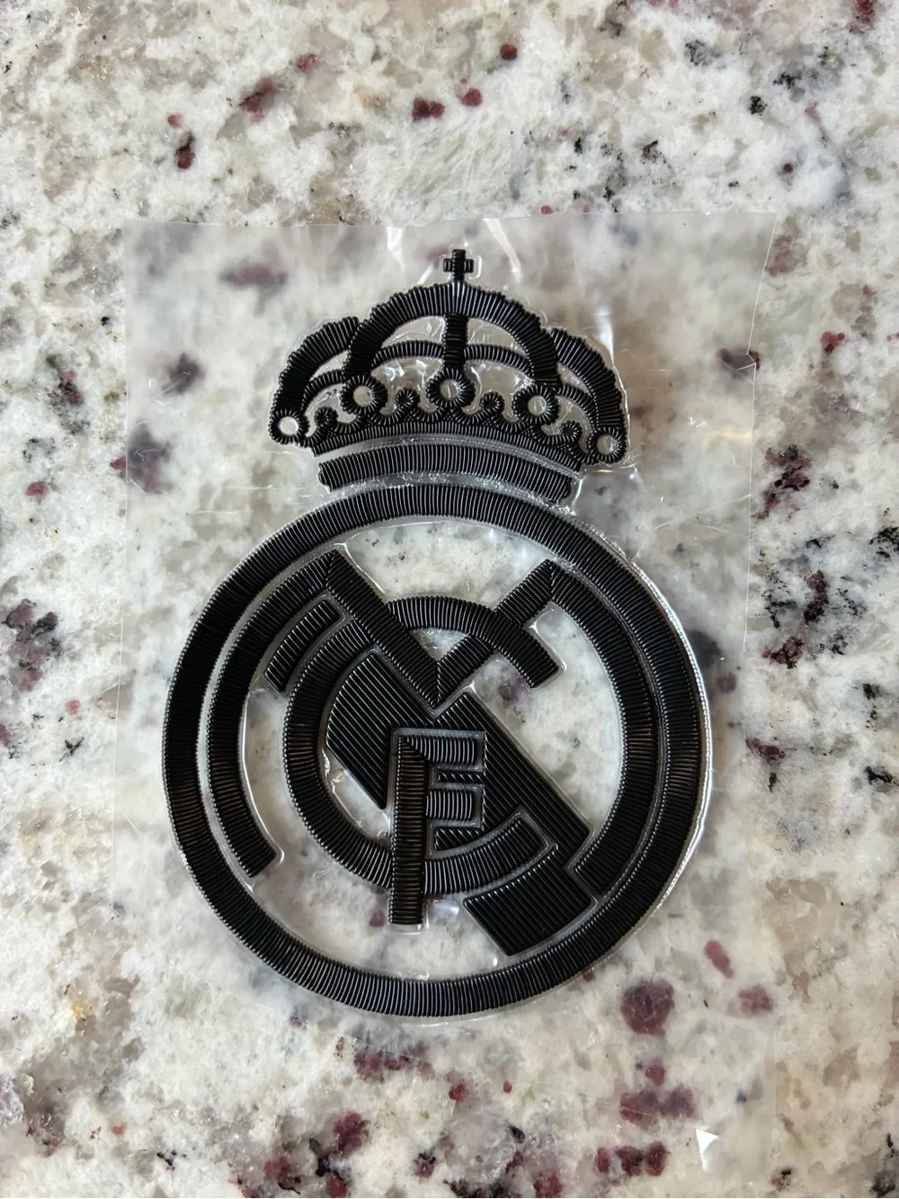 Black Real Madrid Iron-On Soccer Crest Patch